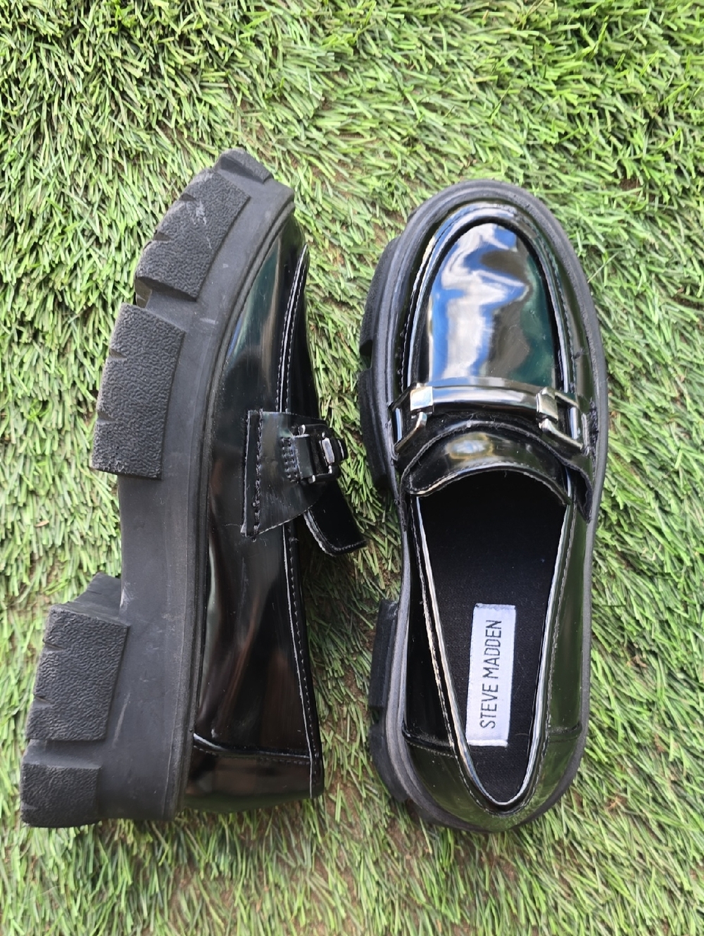 Steve Madden Chunky Black Loafers Size 6
